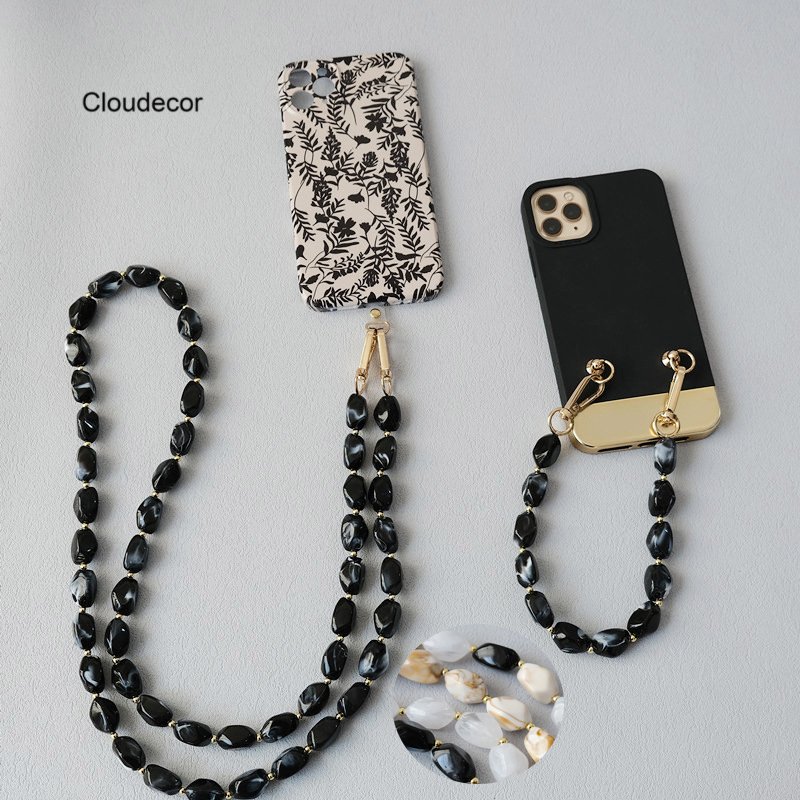 Women Popular Acrylic Beads Phone Chain Jewelry Fashionable Beaded Cell Phone Shoulder Strap Crossbody Mobile Phone Necklace