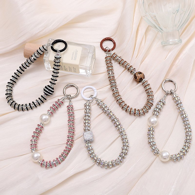 Wholesale Luxury Bling Wrist Strap Short Phone Holder Pendants for Cell Phone with Glitters Phone Wrist Chain Case Hanger