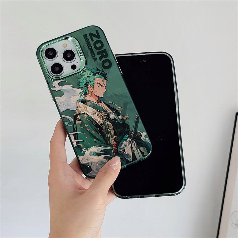 IMD Cartoon One Piece Acrylic TPU Mobile Phone Case For iPhone 15 14 13 12 11 Pro max Frosted Animation Shockproof Back Cover