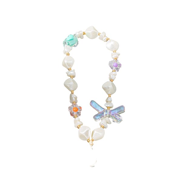 Mobile Phone Lanyard Wrist Strap Beaded Cell Phone Charm Strap Crystal Shaped Pearl Bracelet Beaded Strap for Mobile Smartphone