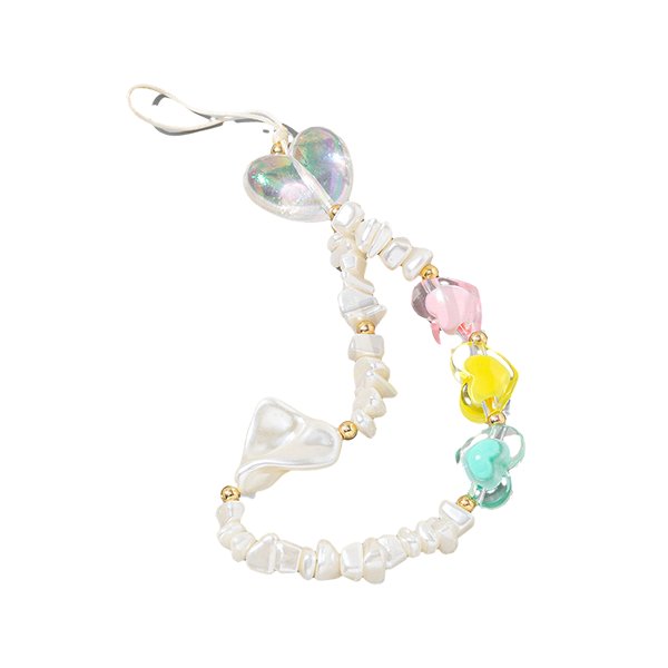 Mobile Phone Lanyard Wrist Strap Beaded Cell Phone Charm Strap Crystal Shaped Pearl Bracelet Beaded Strap for Mobile Smartphone