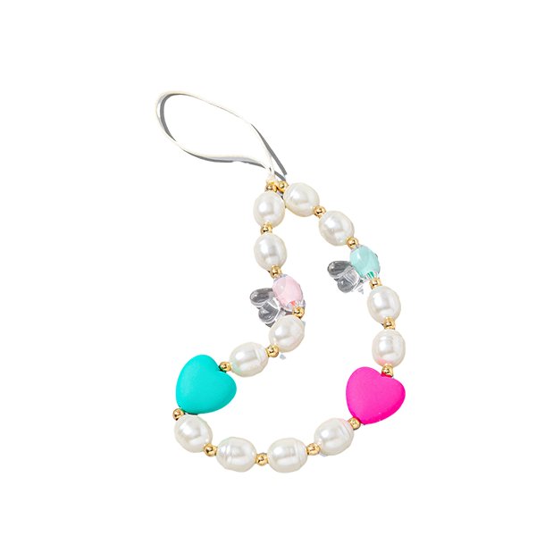 Mobile Phone Lanyard Wrist Strap Beaded Cell Phone Charm Strap Crystal Shaped Pearl Bracelet Beaded Strap for Mobile Smartphone