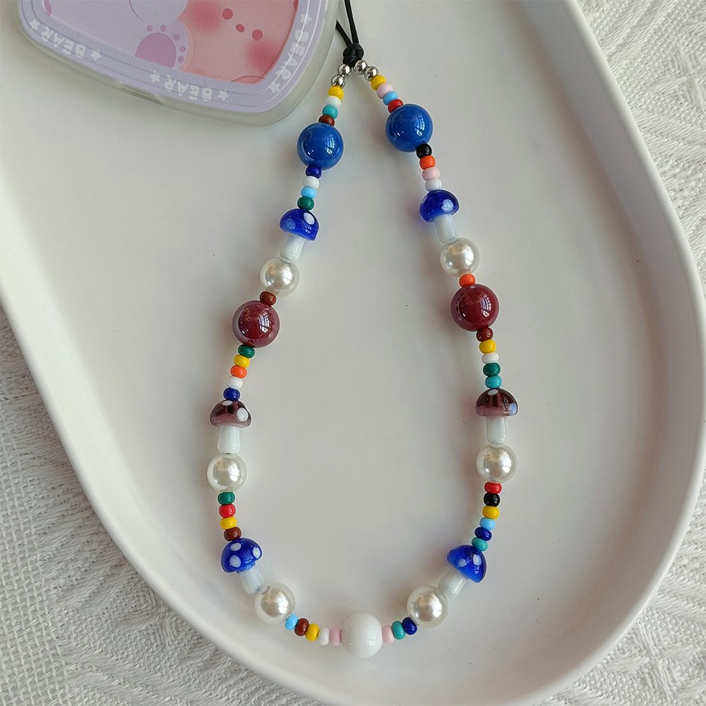 Personalized fashion phone accessories fancy acrylic cell mobile phone beaded chain charm lanyard wrist strap for girl lady