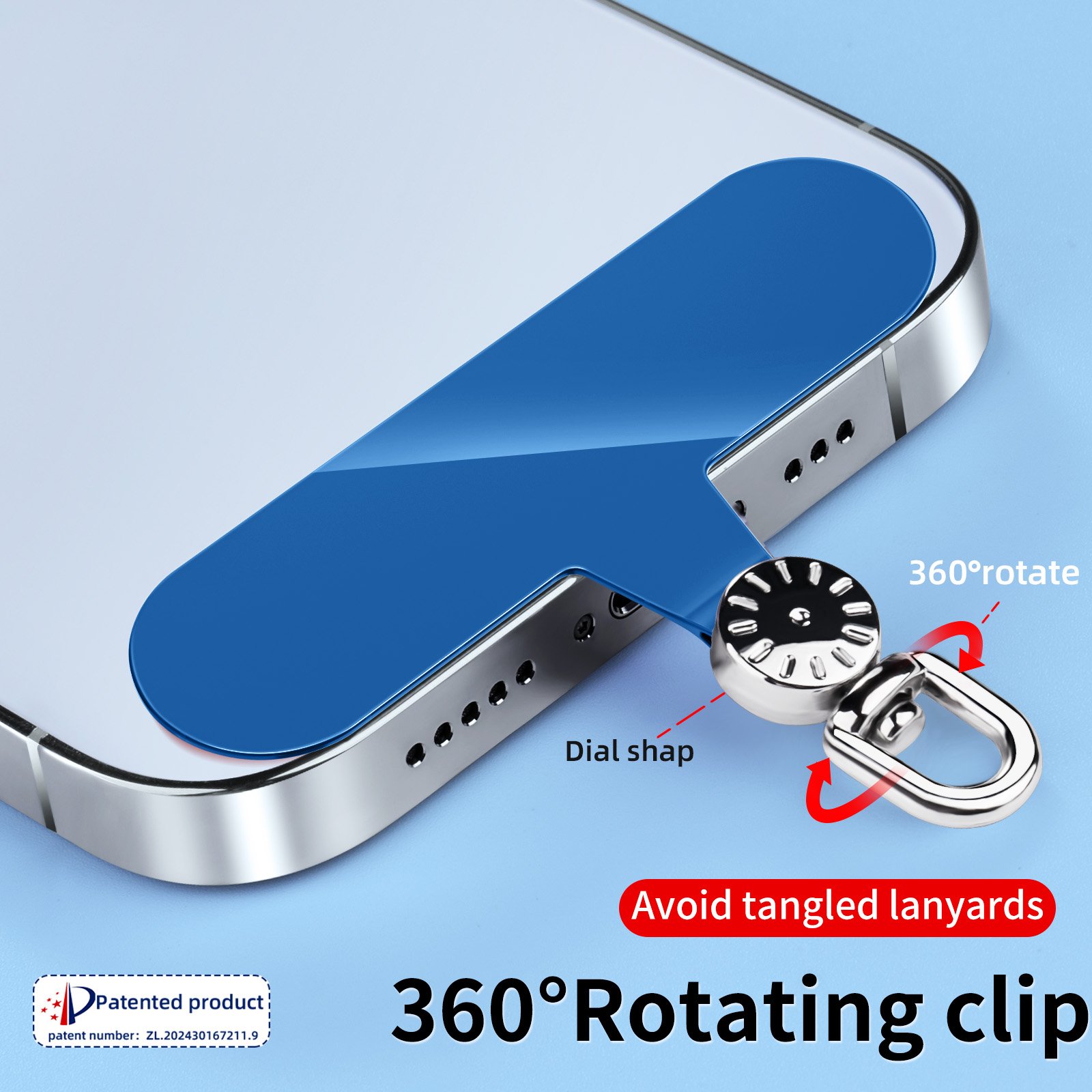 Mobile Phone Lanyard Patch Strap Clip Rotatable Charm Tether Tab Transparent TPU Cell Smartphone Accessories Chain Case