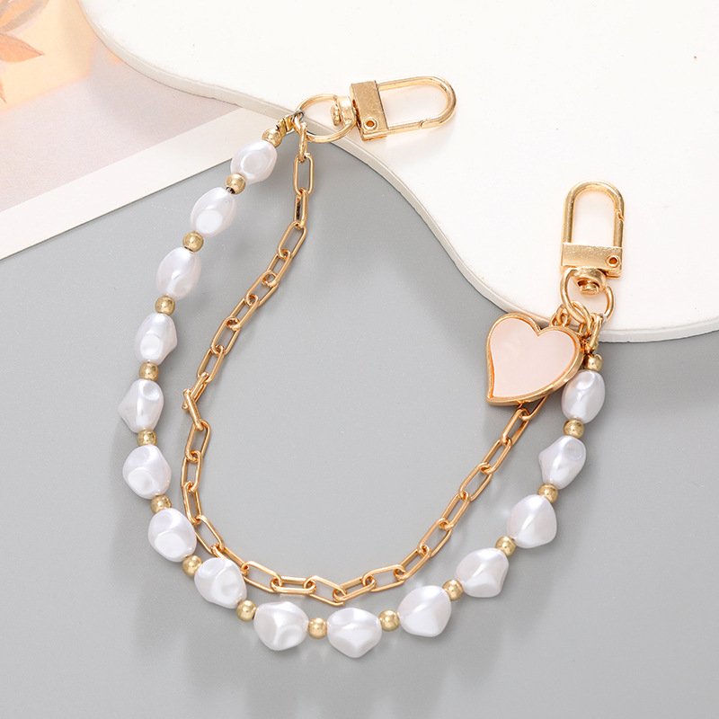 Heart Beaded Handheld Chain For Mobile Phone DIY Phone Case Hanging Accessories Shoes Decoration Chain Phone Chain