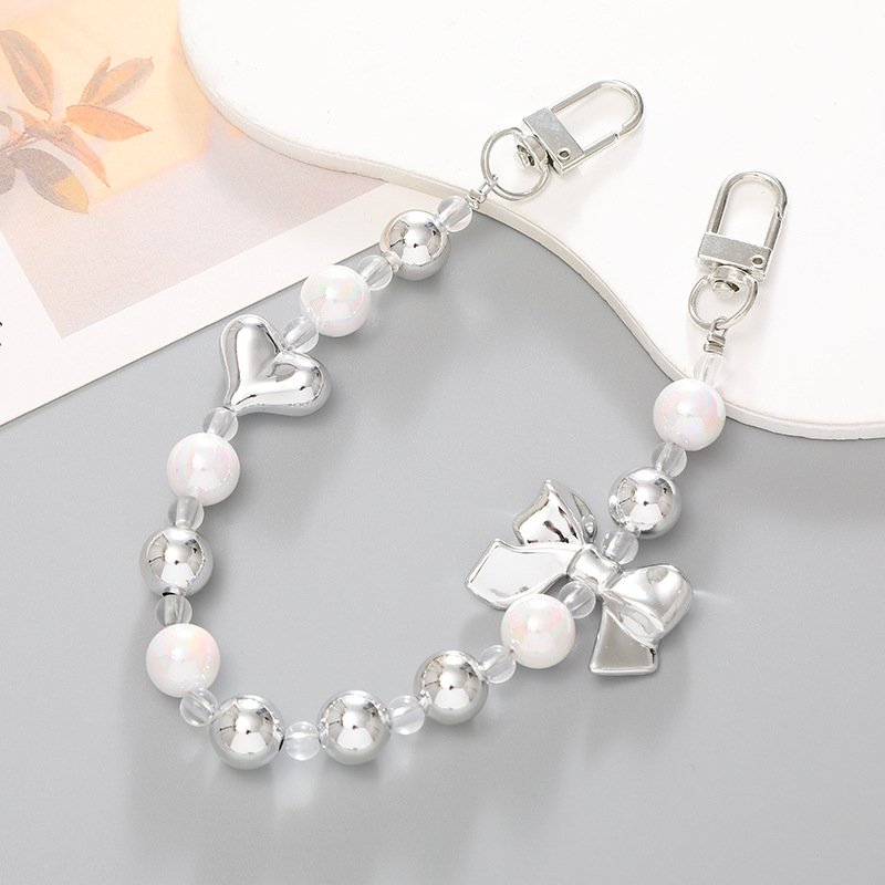 Heart Beaded Handheld Chain For Mobile Phone DIY Phone Case Hanging Accessories Shoes Decoration Chain Phone Chain