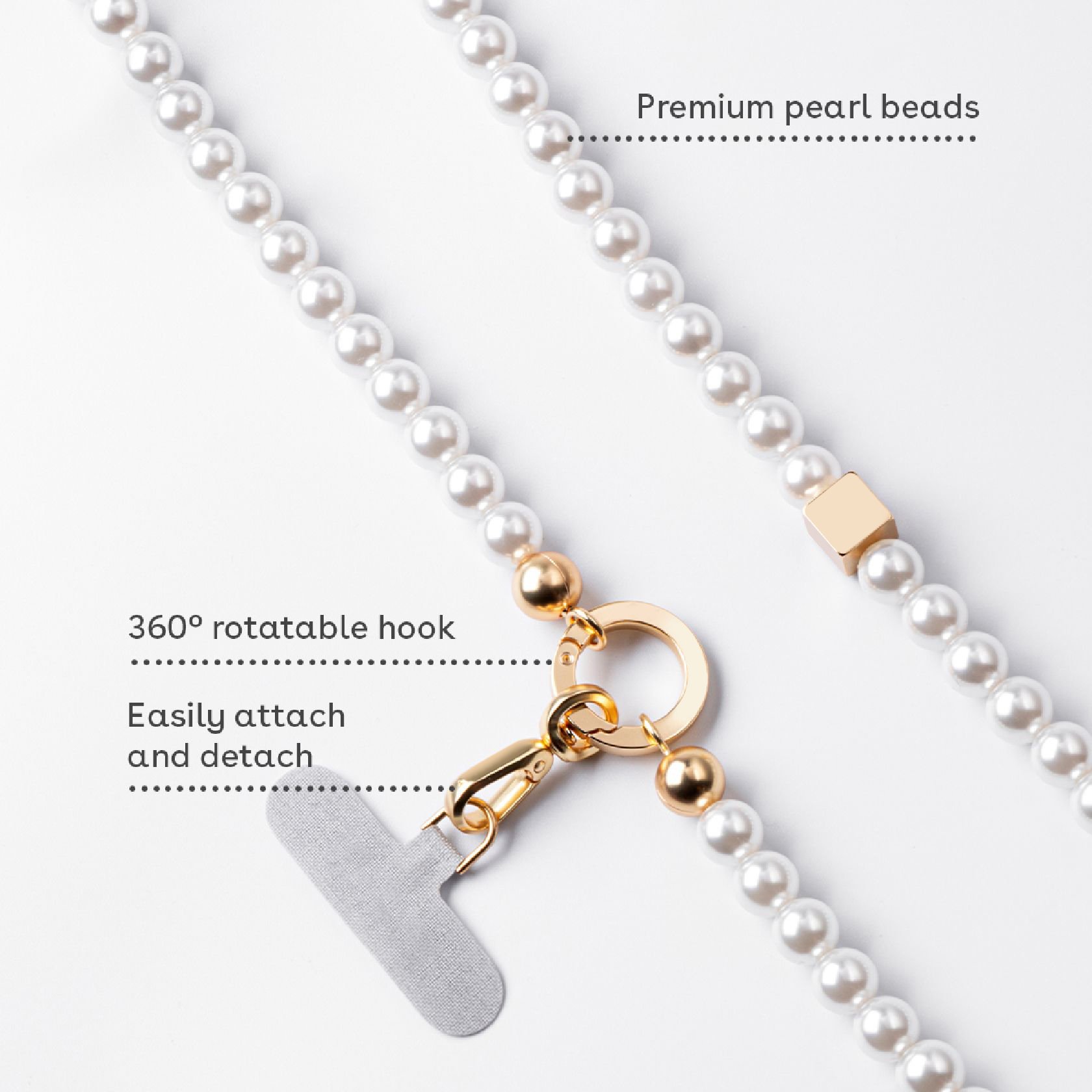 New wholesale pearl shoulder strap crossbody long chain mobile phone chain anti-lost mobile phone case pendant lanyard beads
