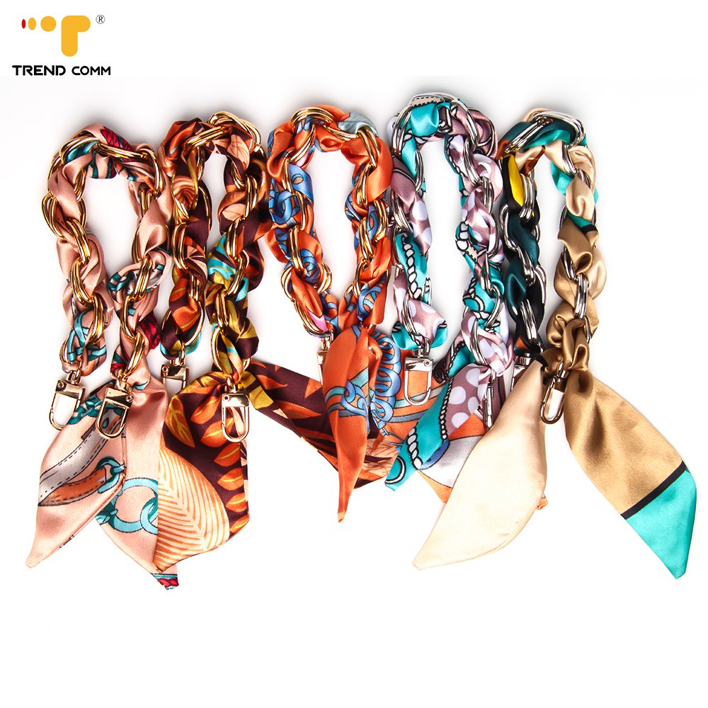 Silk Scarf Metal Mobile Phone Wrist Chain Durable Phone Strap Clip-On Accessory for Cell Phones