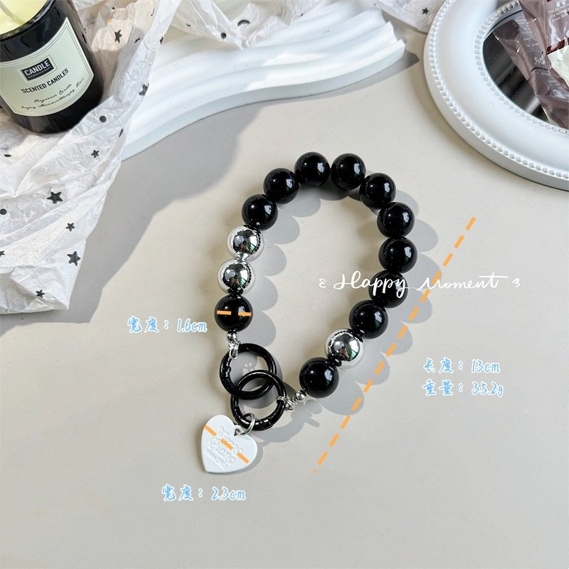 Silver Luxury Mobile Phone Pearl Chain Wrist Bracelet Wrist Strap Beaded Chain Beads Pendant Gasket Cellphone Hanging Lanyard