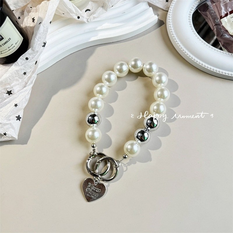 Silver Luxury Mobile Phone Pearl Chain Wrist Bracelet Wrist Strap Beaded Chain Beads Pendant Gasket Cellphone Hanging Lanyard