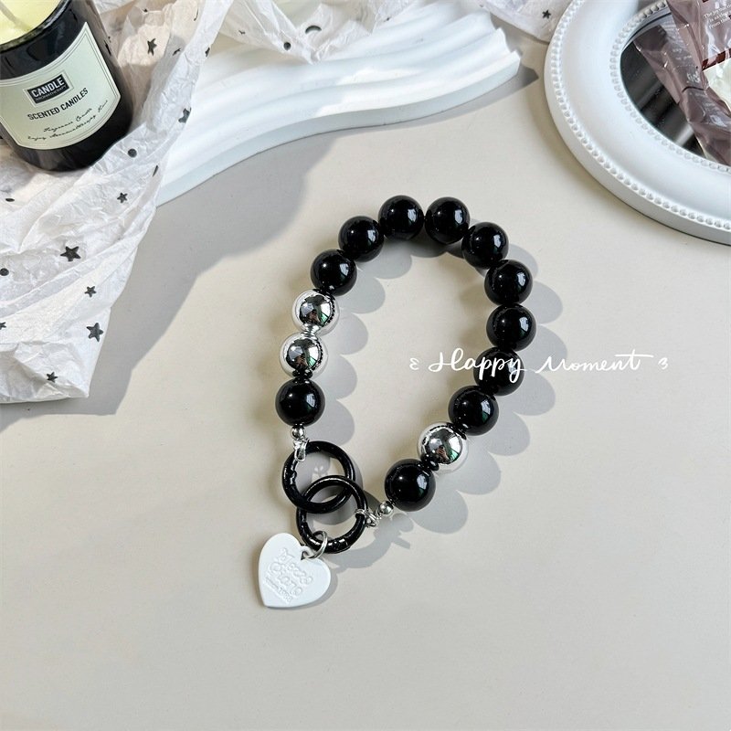 Silver Luxury Mobile Phone Pearl Chain Wrist Bracelet Wrist Strap Beaded Chain Beads Pendant Gasket Cellphone Hanging Lanyard