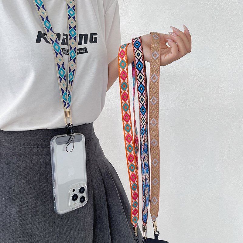 Hot Selling Universal Phone Neck Lanyard Bohemian Style with Tether Patch Shoulder Strap Anti-Lost Mobile Phone Chain