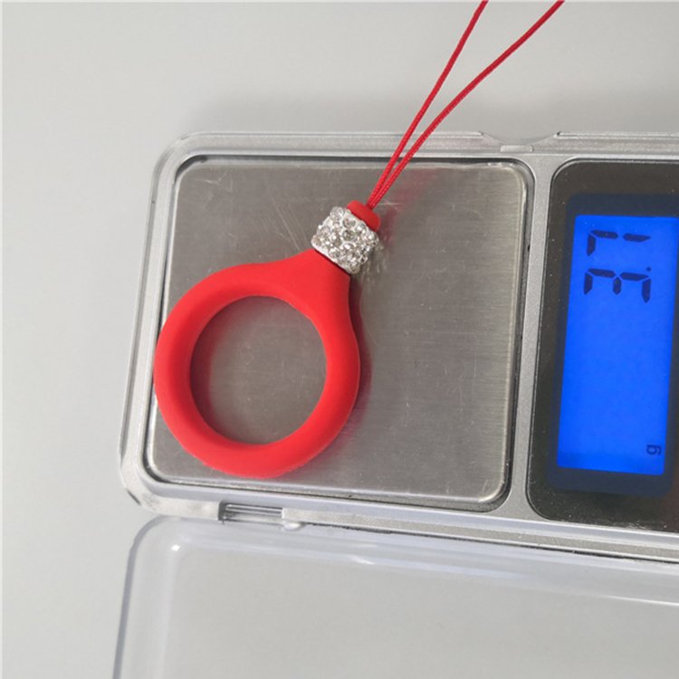 Cute silicone ring phone strap charm hand finger phone strap with beads diamond for girls mobile phone case strap