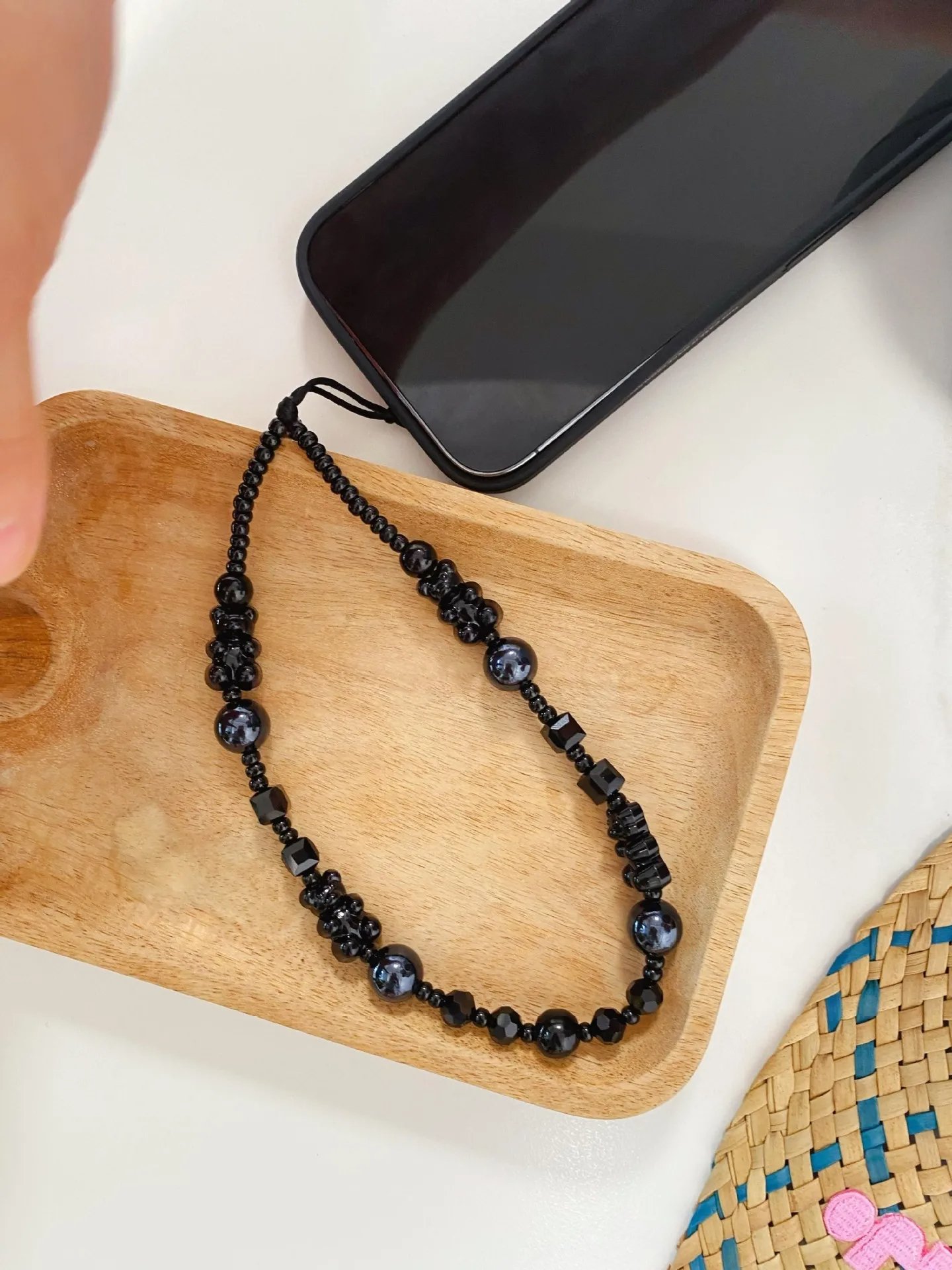 Wholesale Black Bear Phone Charm Kpop Fashion Phone Strap Beaded Chain Telephone Jewelry Cellphone