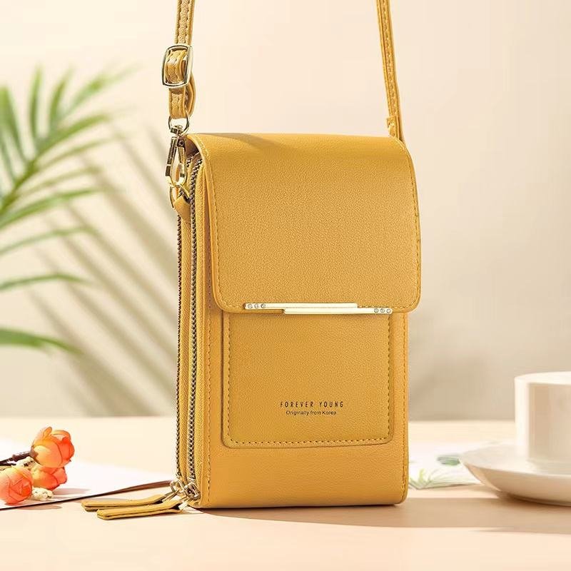 Fashion casual leather women shoulder strap purse cellphone case mobile phone bag