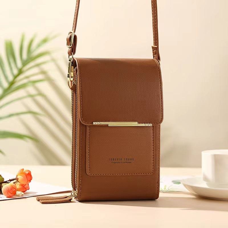 Fashion casual leather women shoulder strap purse cellphone case mobile phone bag