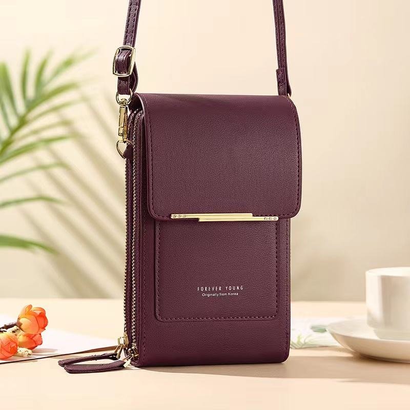 Fashion casual leather women shoulder strap purse cellphone case mobile phone bag