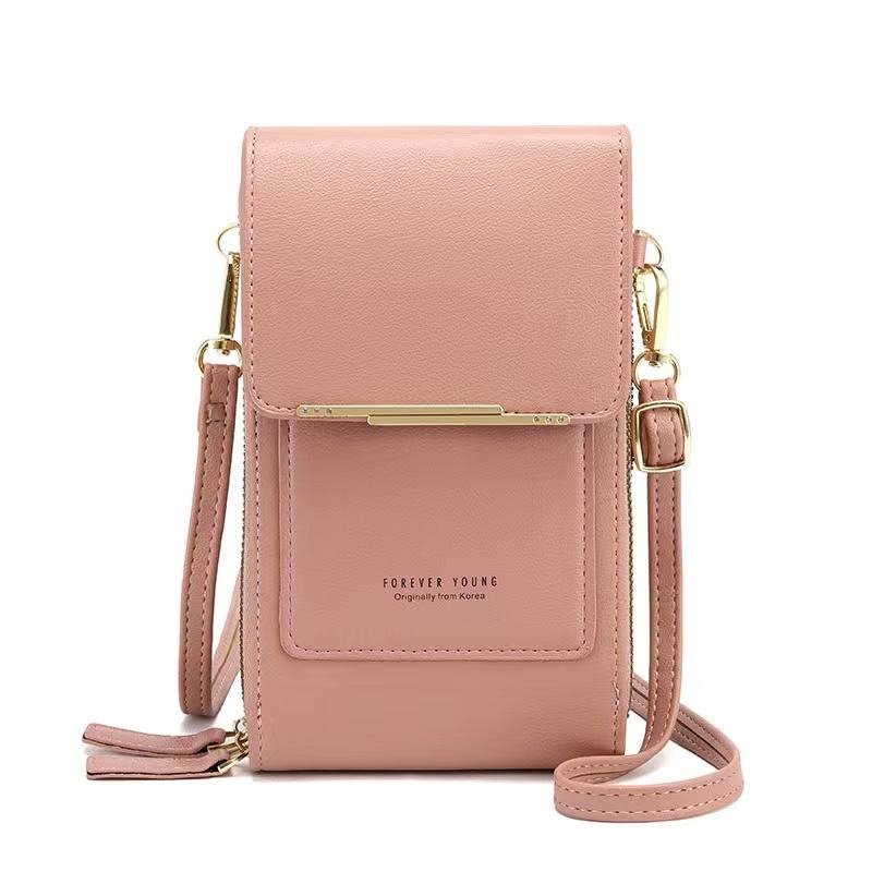Fashion casual leather women shoulder strap purse cellphone case mobile phone bag