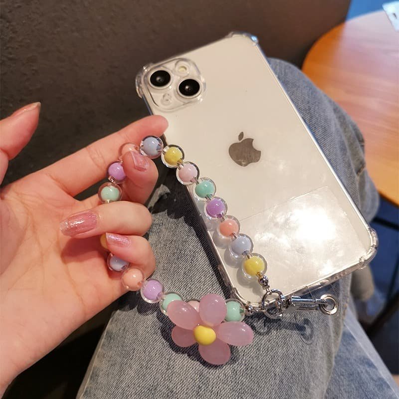 Cell Mobile Phone Key Chian Hand Holder Universal Wallet Wristlet Wrist Strap Beads Patch Tab Lanyard with Zipper Pouch Wallet