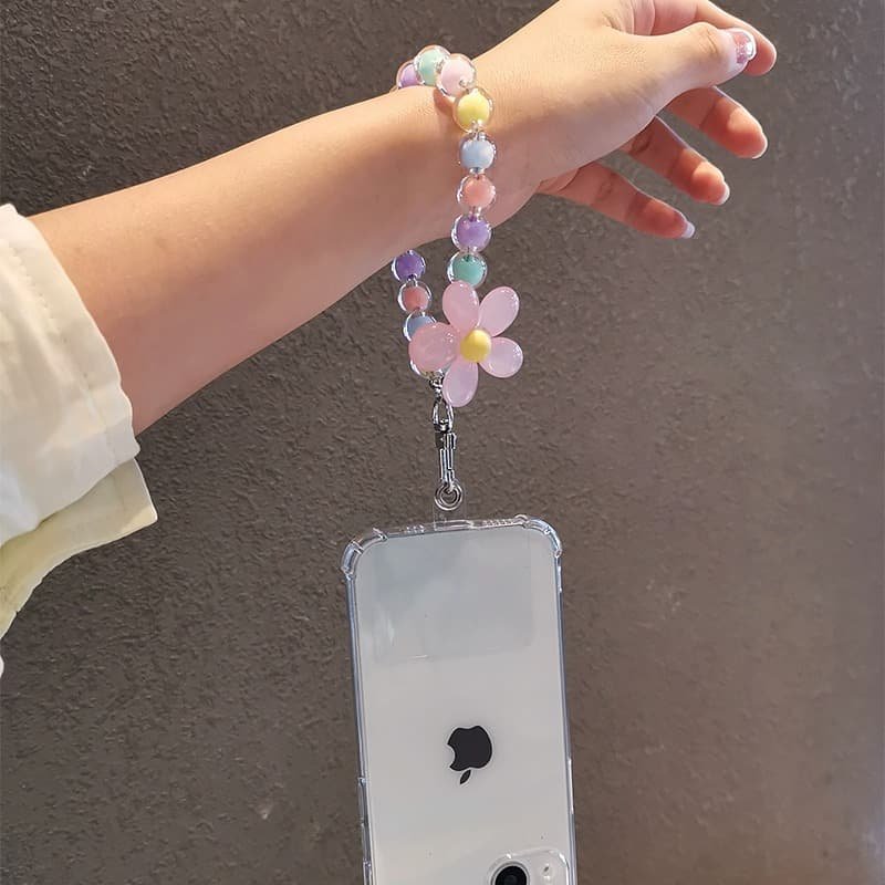 Cell Mobile Phone Key Chian Hand Holder Universal Wallet Wristlet Wrist Strap Beads Patch Tab Lanyard with Zipper Pouch Wallet