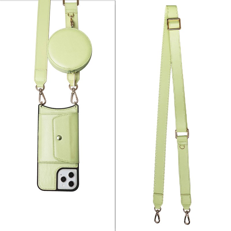 Popular Design Back Slot Straps Plain texture High Quality Genuine Leather Mobile Phone shoulder Strap