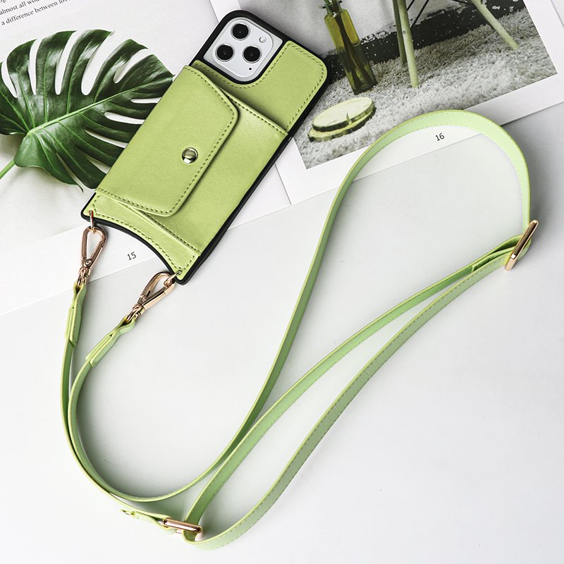 Popular Design Back Slot Straps Plain texture High Quality Genuine Leather Mobile Phone shoulder Strap