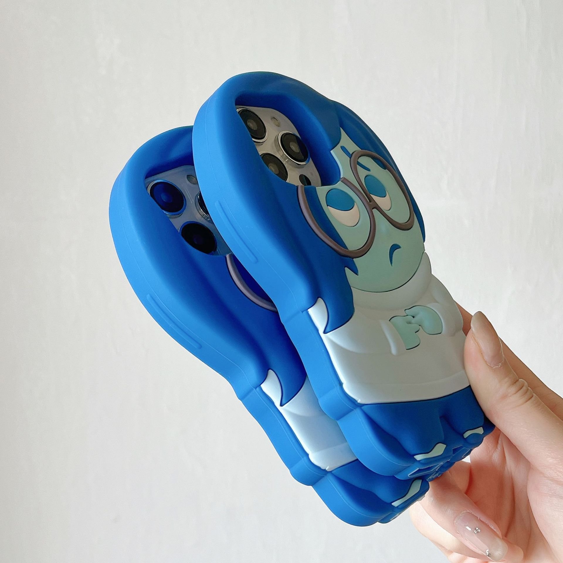 3D Cartoon Stereoscopic Blue Disneies Inside Out Phone Case for IPhone 15 14 13 12 11 Pro Max Plus Soft Silicone Back Cover Gift