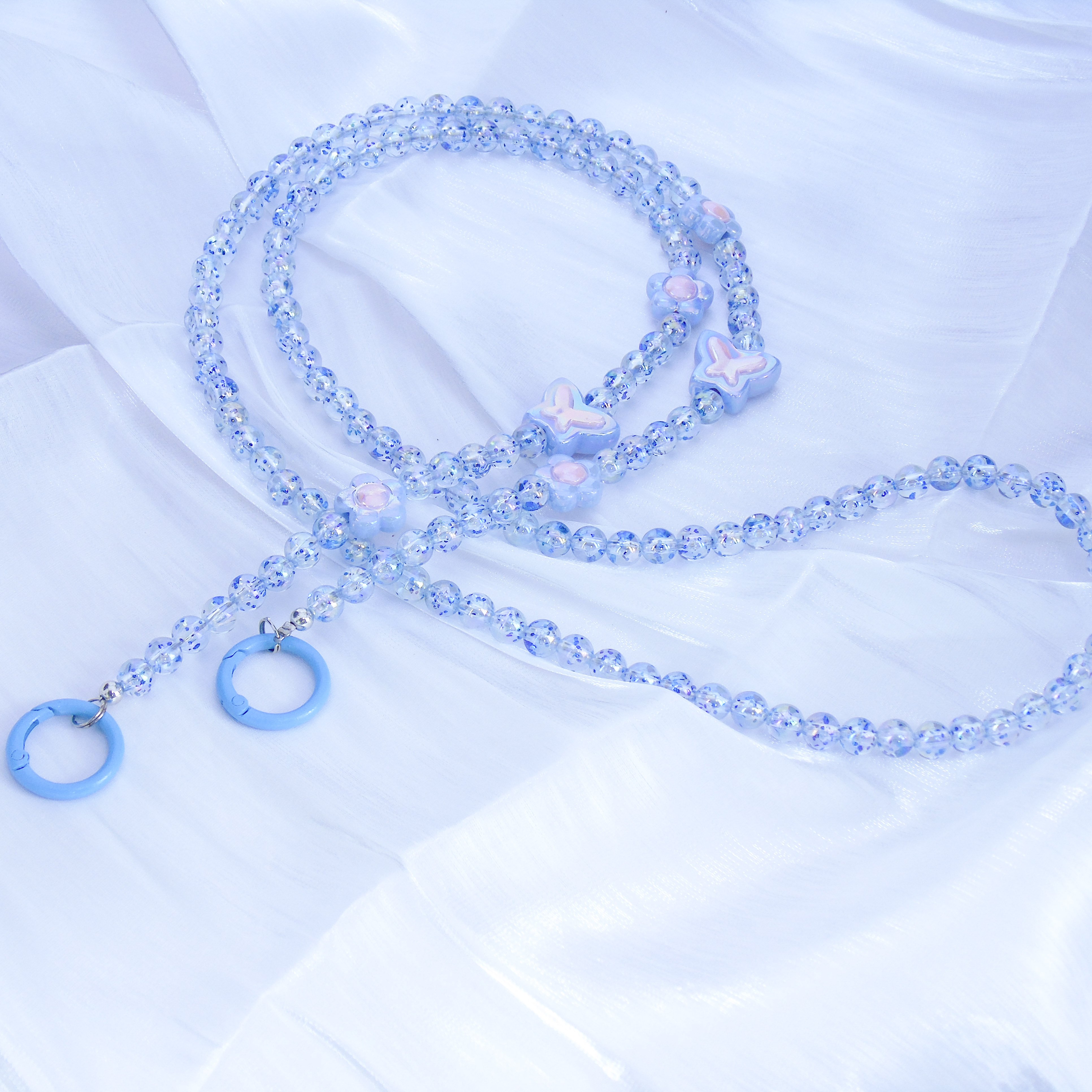 Wholesale Fashion Multi-Color Glossy Acrylic Beaded 120cm Butterfly Flower Universal Crossbody Phone Chain Anti-Loss Bag Strap
