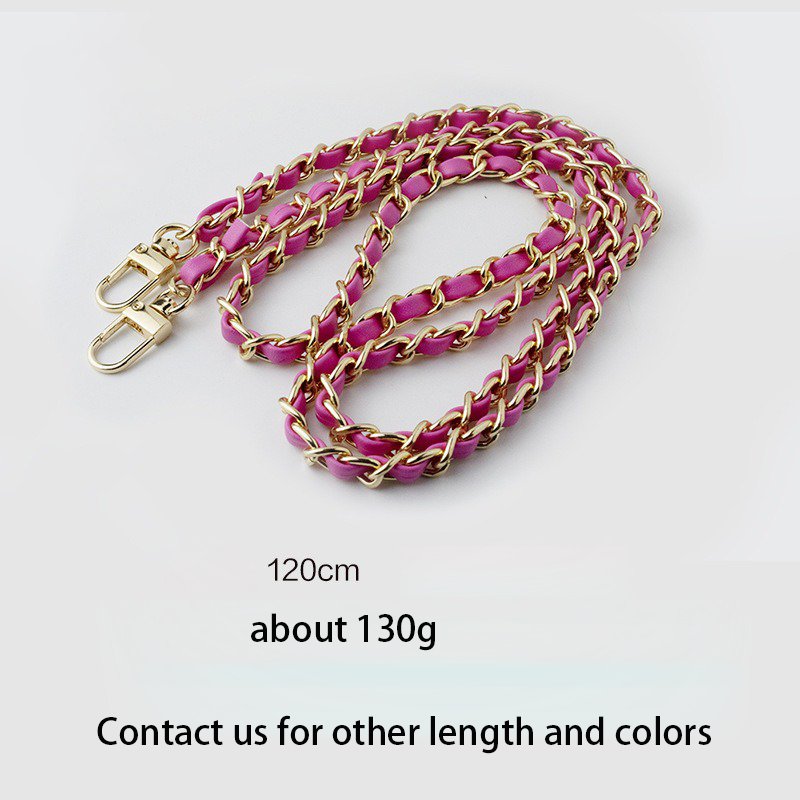 Braided Leather Mobile Phone Holder Necklace Handmade Metal Bag Chain Shoulder Strap PU Gold Plated Phone Lanyard Strap 120cm