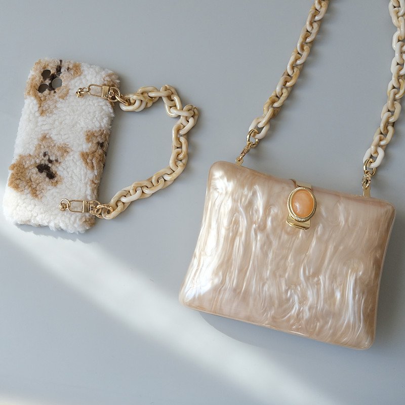 Summer Thin Acrylic Cell Phone Chain Cross Body Bag Chain Accessories Women Shoulder Strap Mobile Phone Necklace 120cm