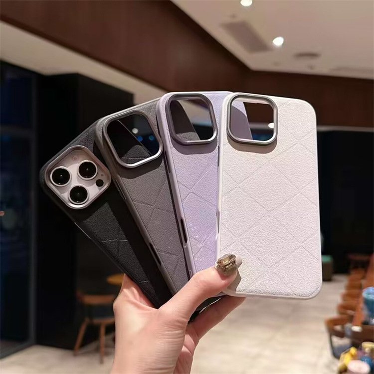 Japanese and Korean Ins Iphone16 Pro Max Phone Case Asterism Business Plain Leather All-Inclusive 15pro Soft 13P