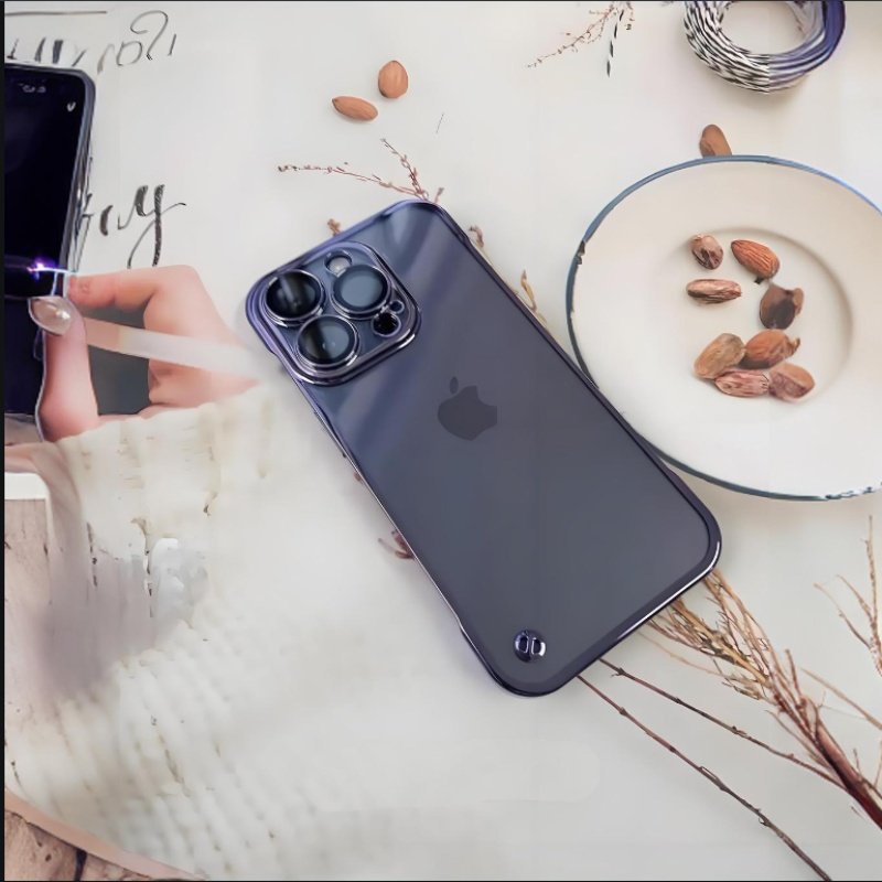 Clear Frameless Electroplated PC Cell Mobile Phone Case For iPhone 15 16 14 13 12 Pro Max Accessory Protective Camera Lens Cover