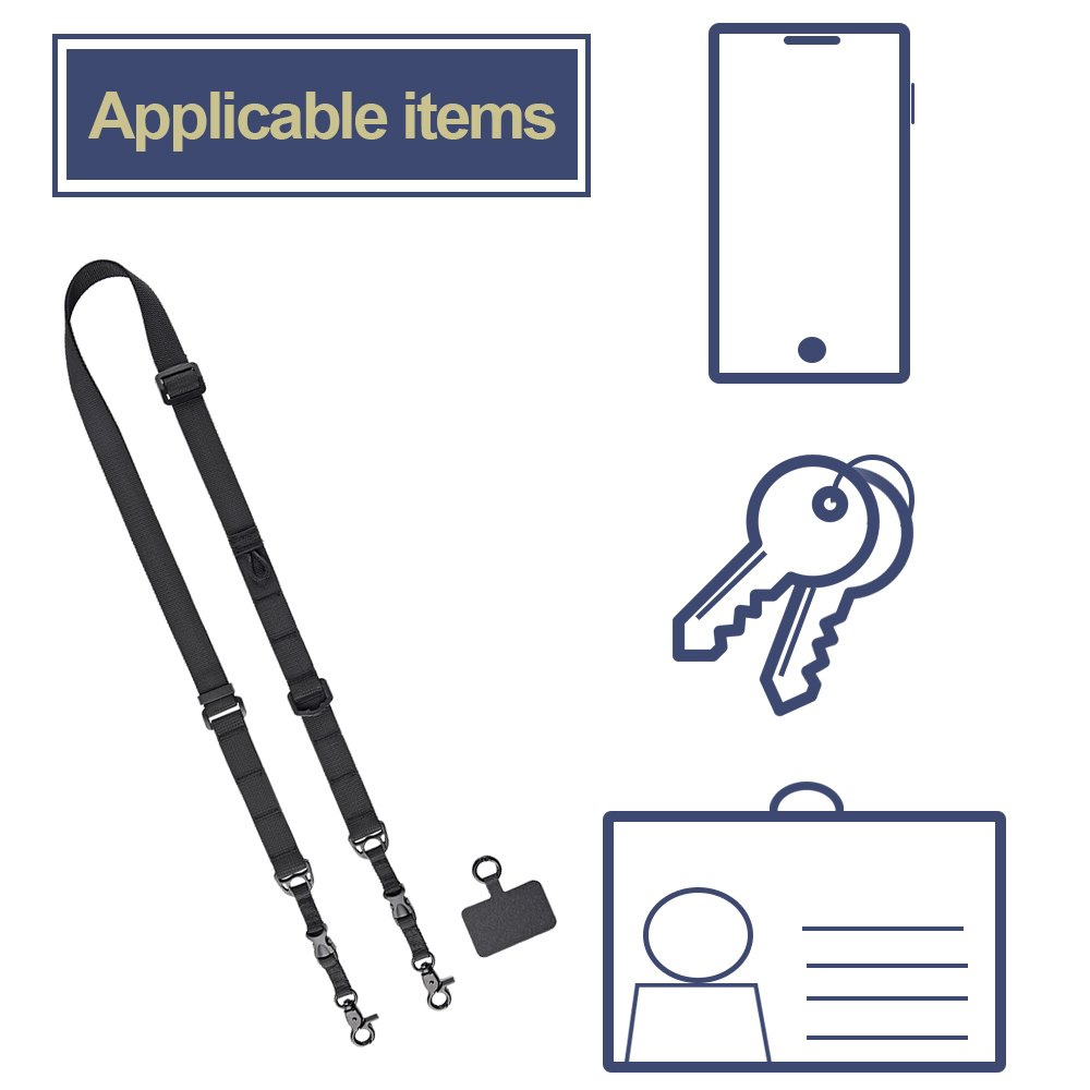 Melei cell phone crossbody wide lanyard adjustable long neck shoulder strap for mobile phones, bags,key chains, card holders