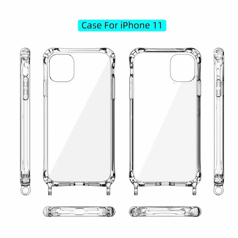 Transparent Phone Cases For Iphone 16 15 Phone Cases Crossbody Shoulder Strap Phone Cover With Loops For Strap