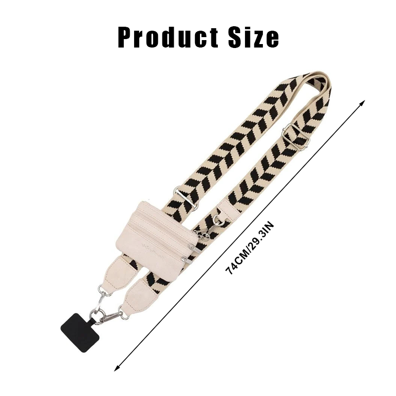 Factory OEM Cross Body Mobile Phone Straps With Zipper Wallet Pouch Universal Tether Patch Cell Phone Shoulder Strap