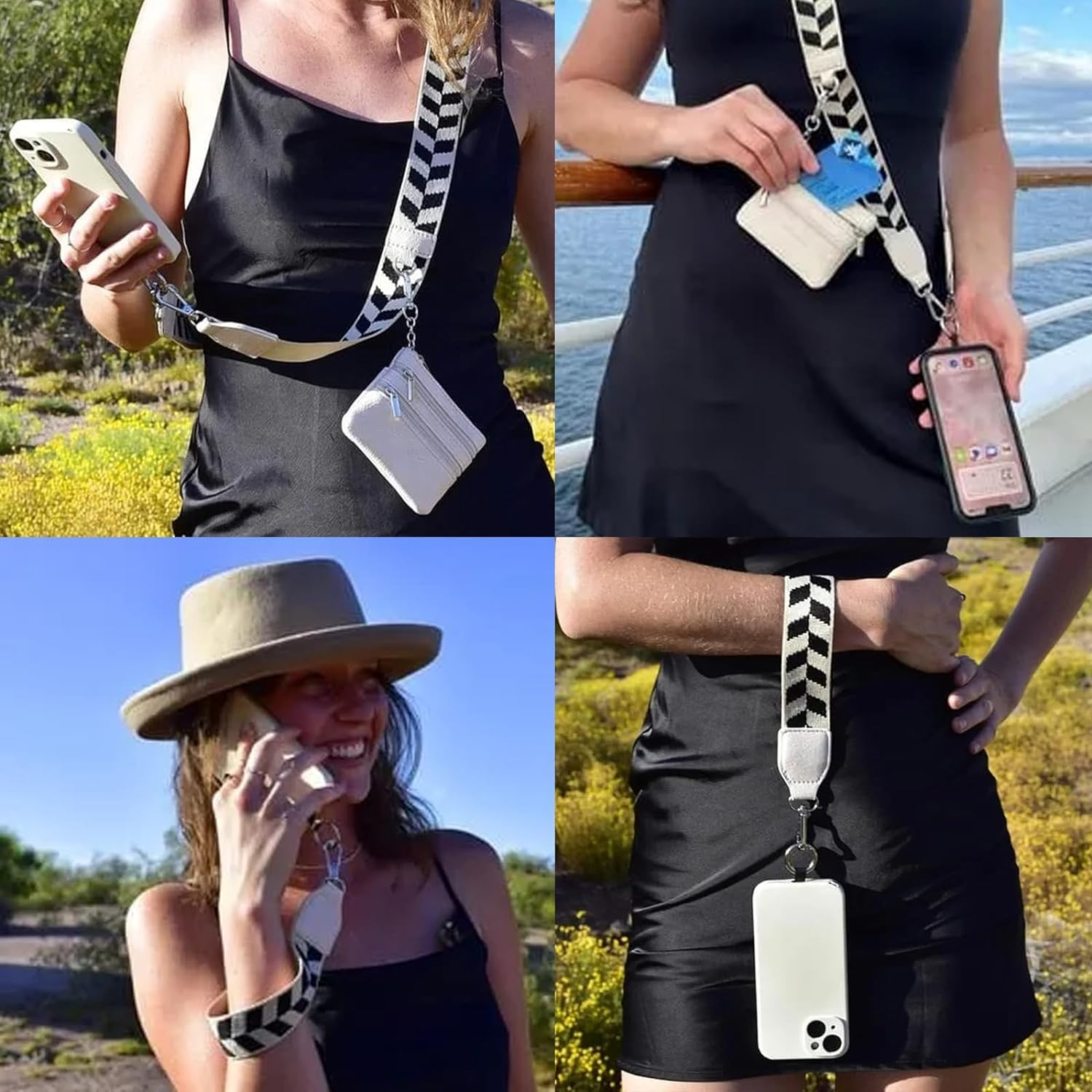 Factory OEM Cross Body Mobile Phone Straps With Zipper Wallet Pouch Universal Tether Patch Cell Phone Shoulder Strap