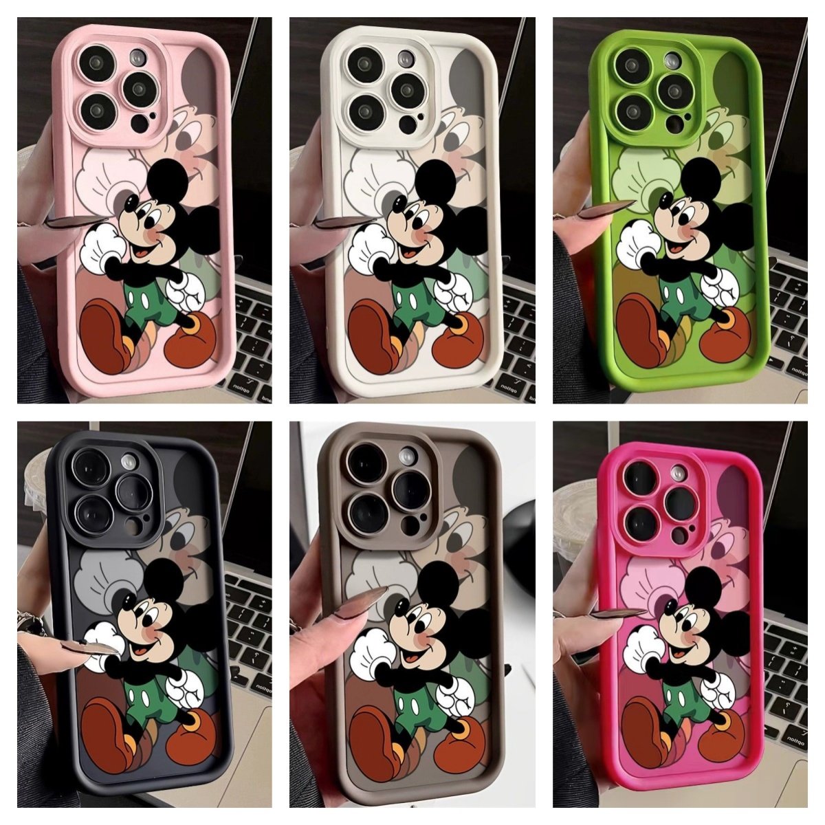 Lens Cute Mickey For iPhone 16 15 14 13 12 11 Pro max Mobile Phone Case Minnie Cartoon Silicone TPU Full Shockproof Back Cover