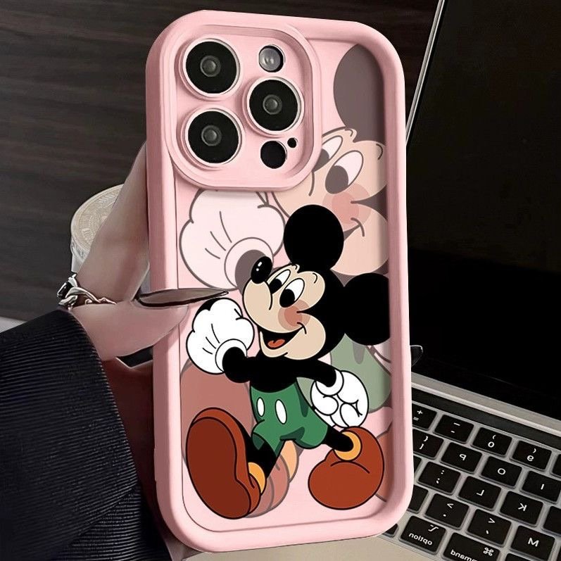 Lens Cute Mickey For iPhone 16 15 14 13 12 11 Pro max Mobile Phone Case Minnie Cartoon Silicone TPU Full Shockproof Back Cover