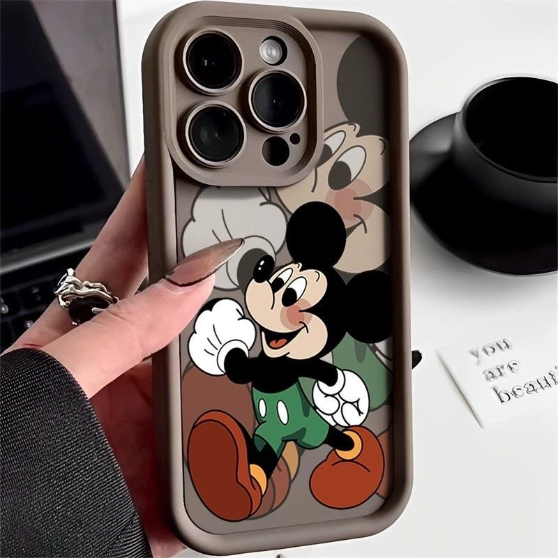 Lens Cute Mickey For iPhone 16 15 14 13 12 11 Pro max Mobile Phone Case Minnie Cartoon Silicone TPU Full Shockproof Back Cover