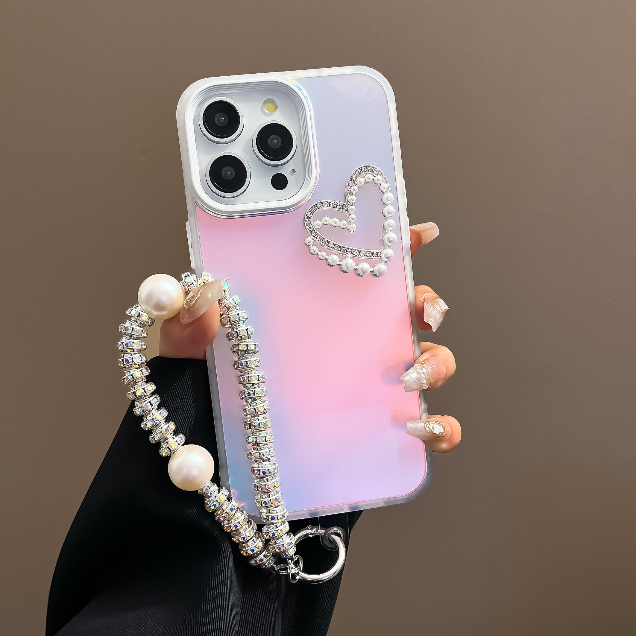 corner translucent electroplating chain mobile cover worth customized logo for samsung s0 fe s21 s22 with lanyard