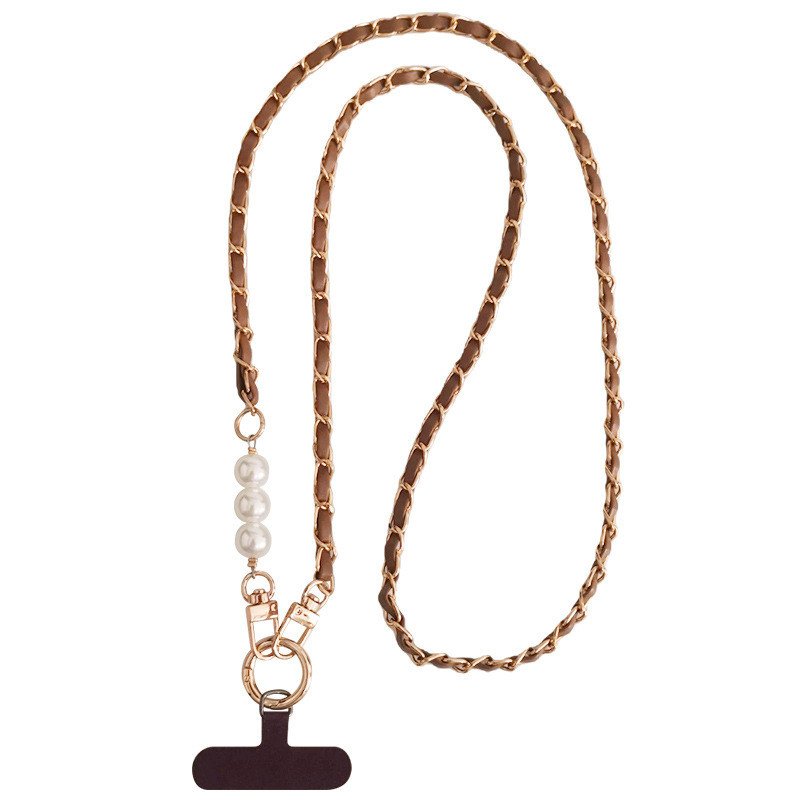 Phone Case Universal Lanyard Long Crossbody Pearl Pickup Chain Mobile Phone Lanyard Women's Long Neck and Shoulder Strap