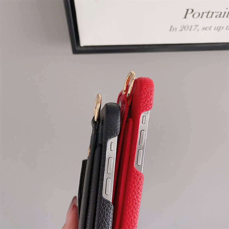 Popular lady leather wallet phone case with stand 15 plus 15 pro max phone case with necklace chain