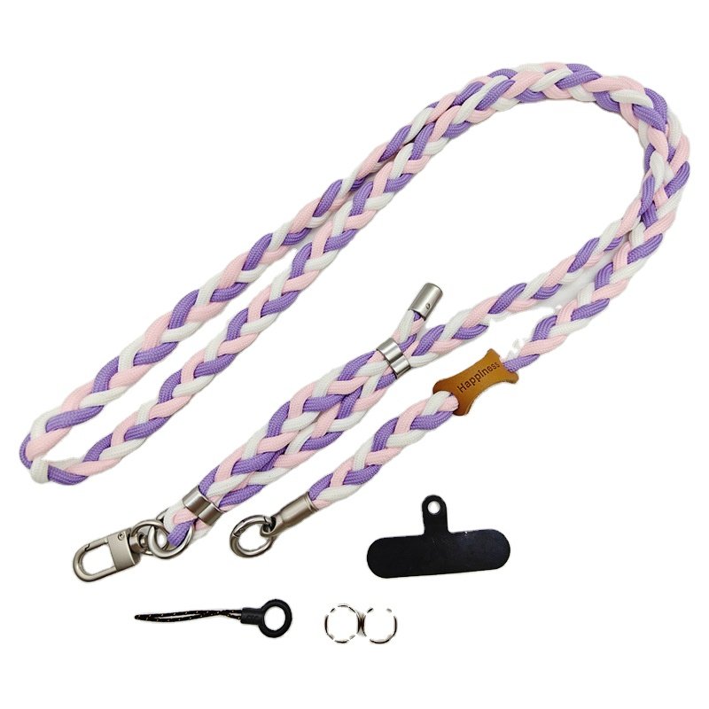 wholesale high quality custom 3-strand crossbody phone shoulder strap lanyard for mobile phone water bottle camera bag wallet