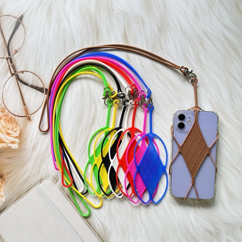 Custom Wholesale Cellphone Accessories Universal Silicone Lanyard Mobile Phone Case Patch Neck Strap