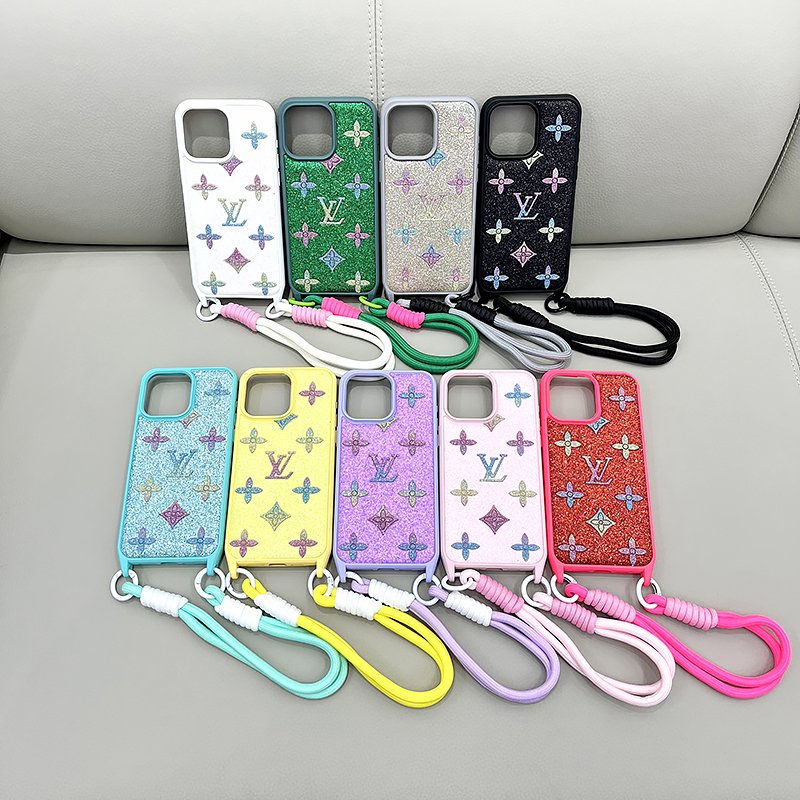 luxury bling diamond strap alcantara liners tpu designer lanyard mobile phone cases for iPhone16 15 14 13