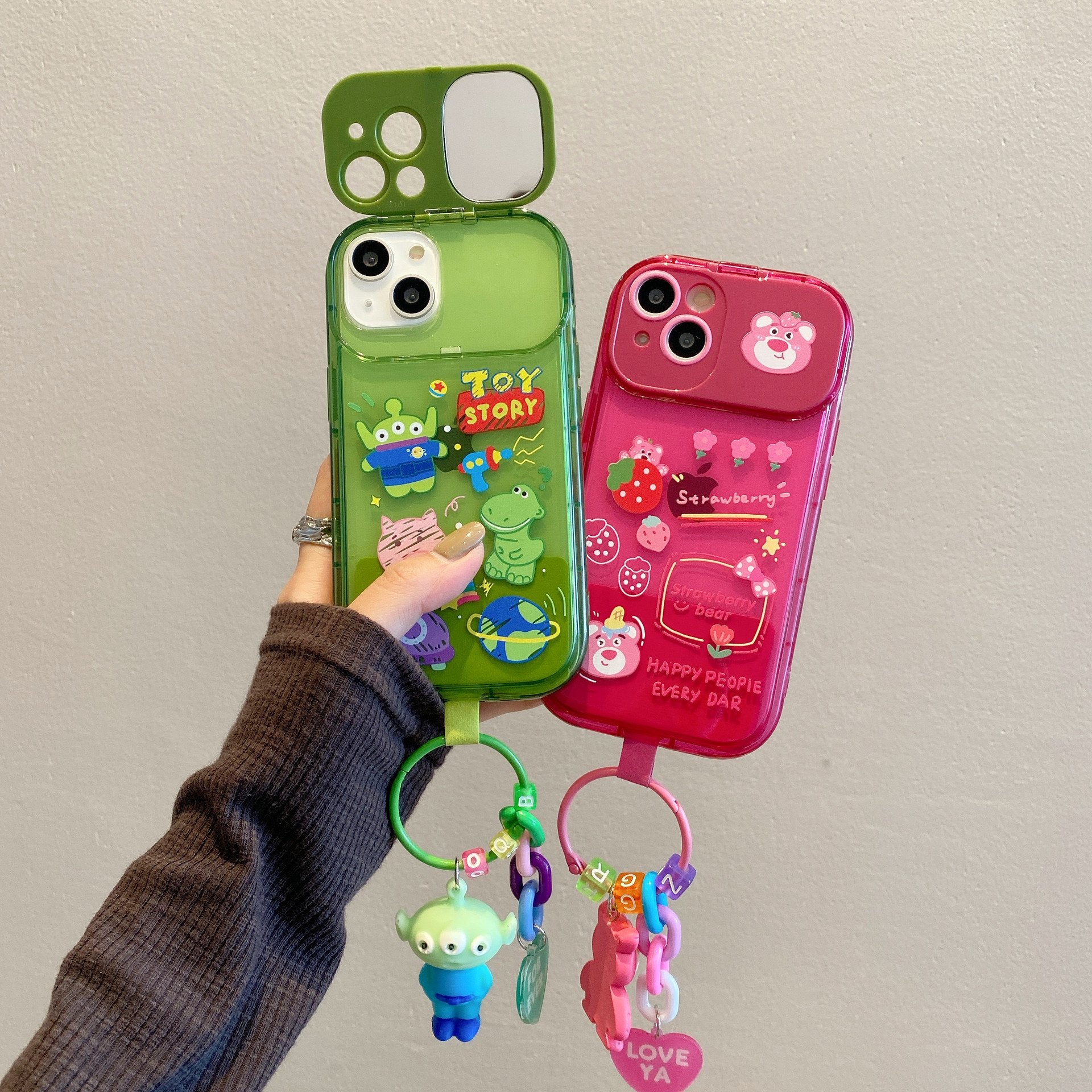 Cartoon Cute Mobile Phone Shell Case With Chain Wrist,Window Case With Chain Mobile Cover