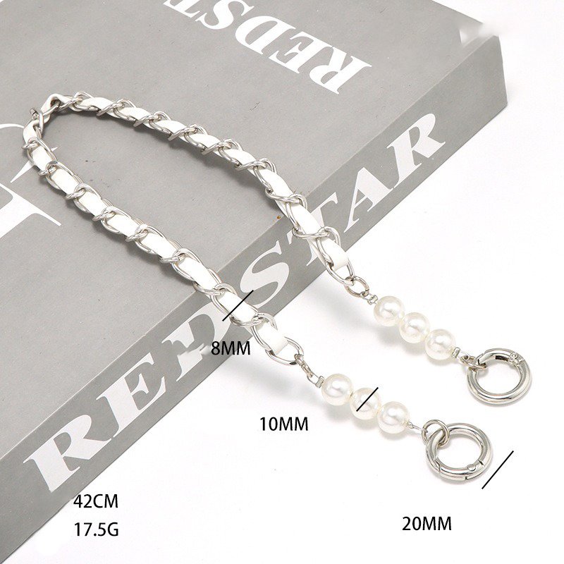 Short Mobile Phone Lanyard Fashion Pearl Strap Anti Fall Cellphone Chain Leather Braided Phone Pearl Wrist Lanyard 42cm