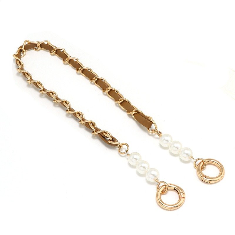 Short Mobile Phone Lanyard Fashion Pearl Strap Anti Fall Cellphone Chain Leather Braided Phone Pearl Wrist Lanyard 42cm