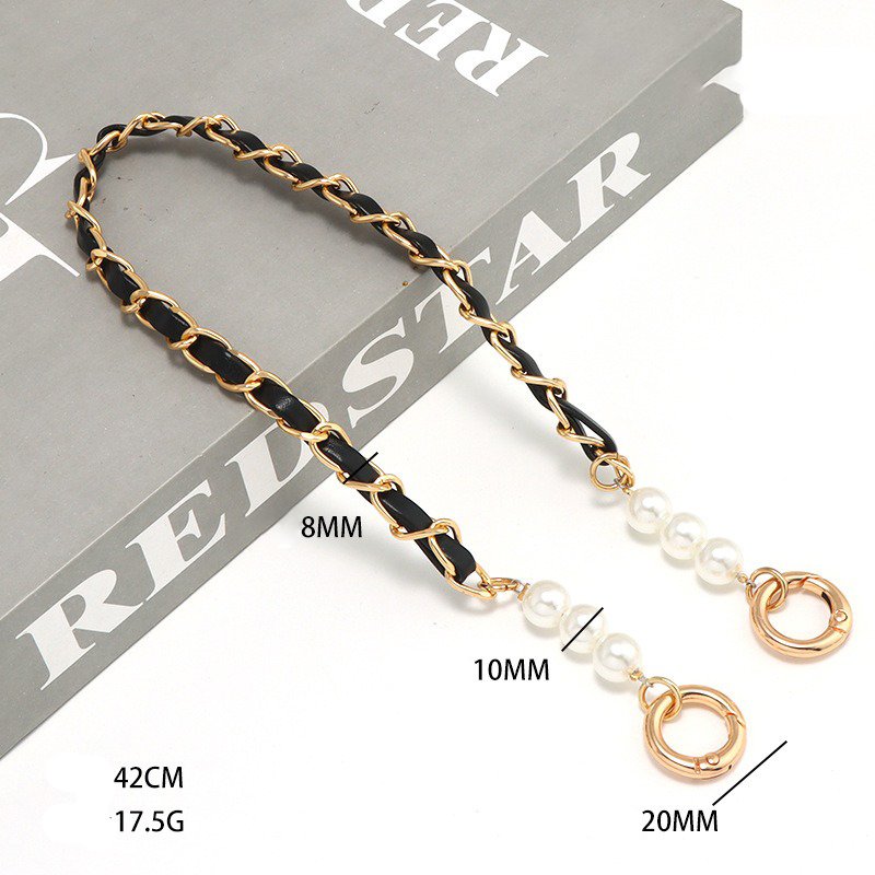 Short Mobile Phone Lanyard Fashion Pearl Strap Anti Fall Cellphone Chain Leather Braided Phone Pearl Wrist Lanyard 42cm