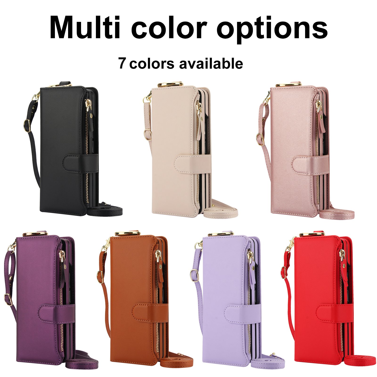For Samsung Z Fold 6 5 4 3 Phone Case With Finger Metal Ring Holder PU Leather Folding phone Back Cover Crossbody Phone Case